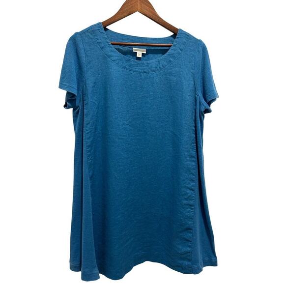 J.Jill Dresses & Skirts - J. Jill pureJill 100% Linen A-Line Dress Ocean Blue Size Petite L Beach Travel